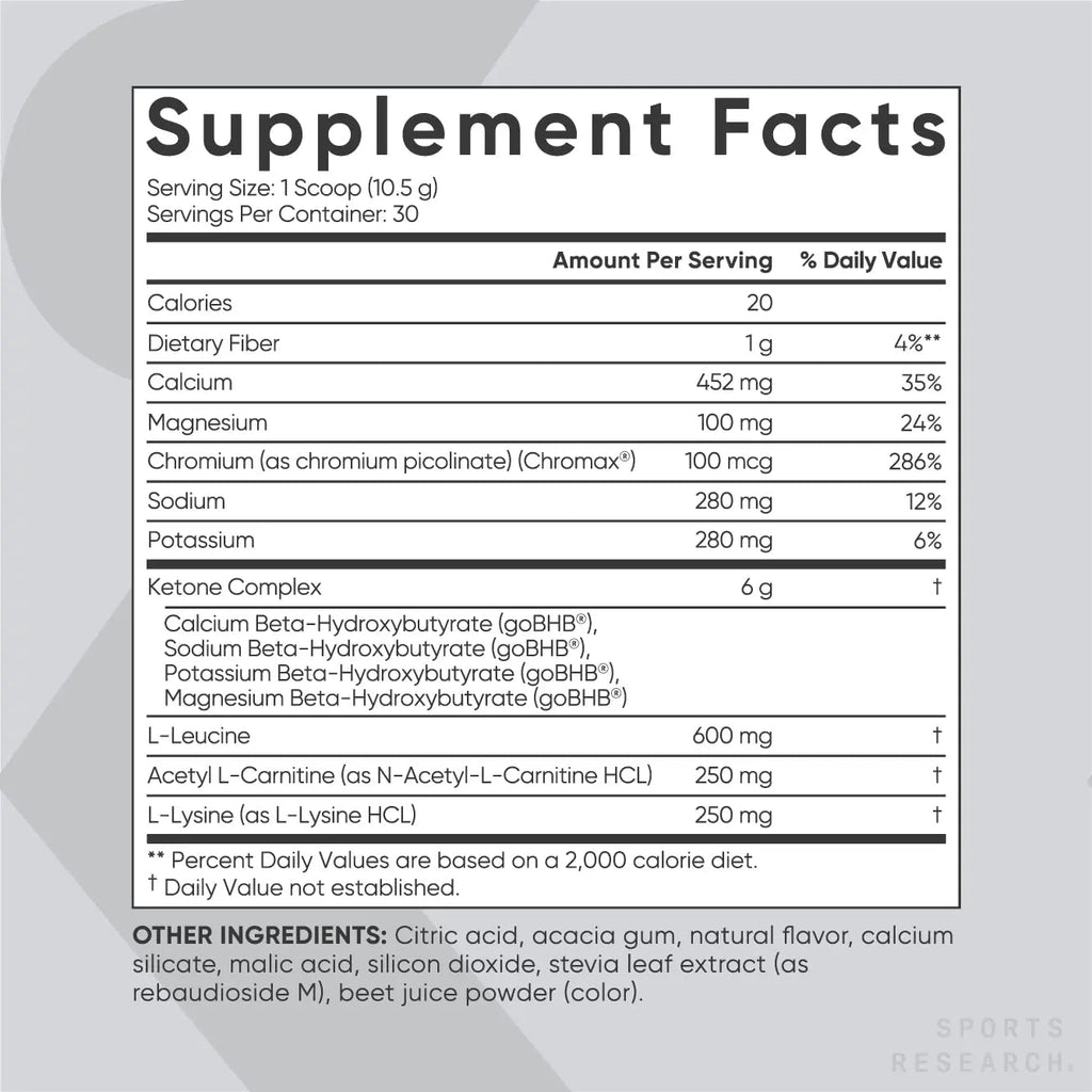 Sports Research Keto Plus Exogenous Ketones with goBHB - 30 Servings | Keto Electrolyte Sports Research Au supplements