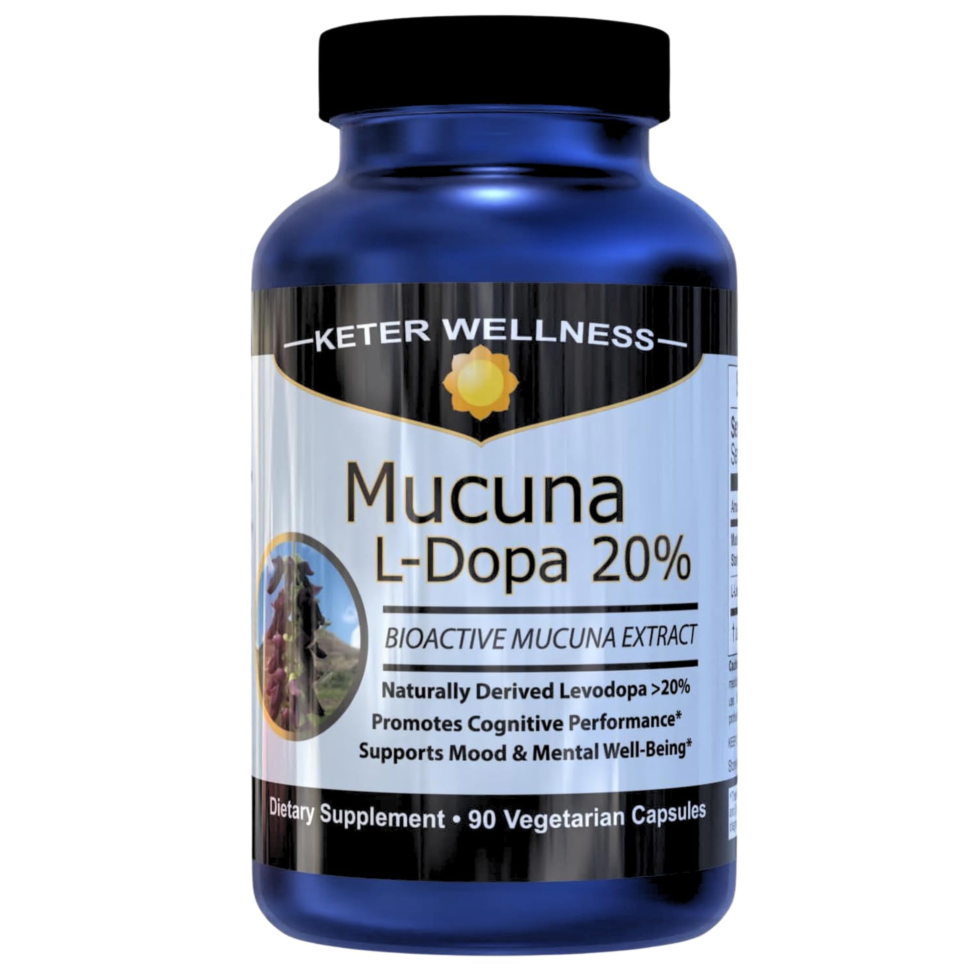 Mucuna Pruriens 20% L-Dopa – Standardized Velvet Bean Extract for Natural Dopamine, Focus & Mood Support – Pure 8:1 Concentrated Herbal Supplement – Vegan, Non-GMO, 90 Capsules Keter Wellness Au supplements