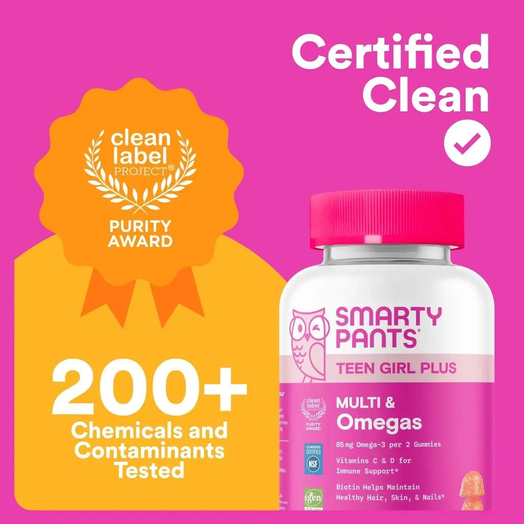 SmartyPants Teen Girl Multivitamin Gummies - Improved Formula: Omega 3 (DHA/EPA), Vitamin C, D3, B12, Vitamin A, K & Zinc SmartyPants Au supplements