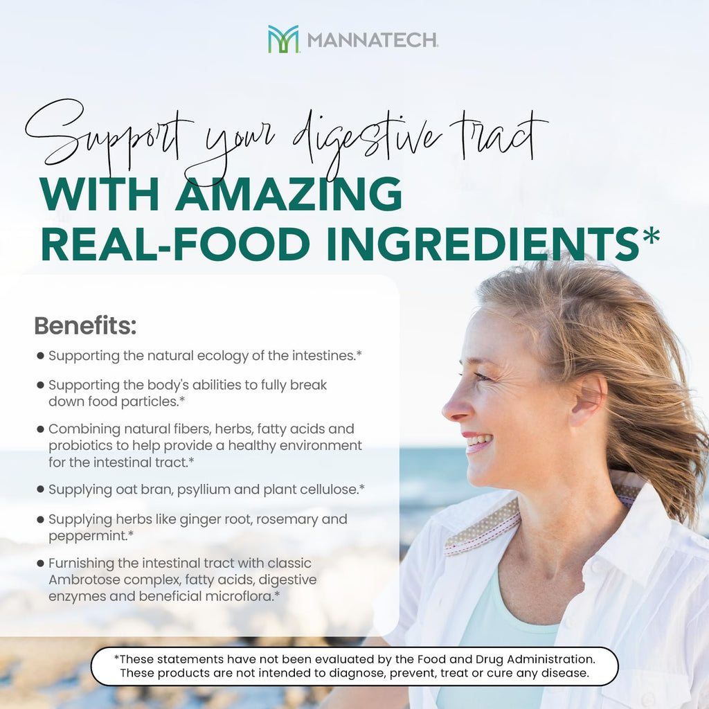 Mannatech Digestive Enzymes and Probiotics - Powered by Ambrotose Derived from The Aloe Vera Plant - Digestive and Colon Cleanser Helps Support Overall Gut Heath