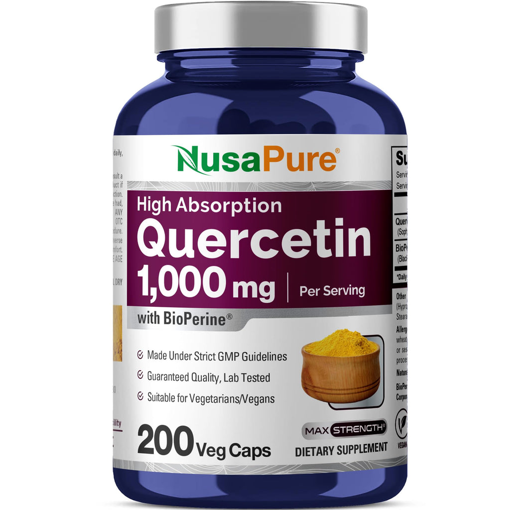 NusaPure Quercetin - Suitable for Vegetarian/Vegan, Non - GMO - 1000 mg - 200 Capsules NusaPure Au supplements
