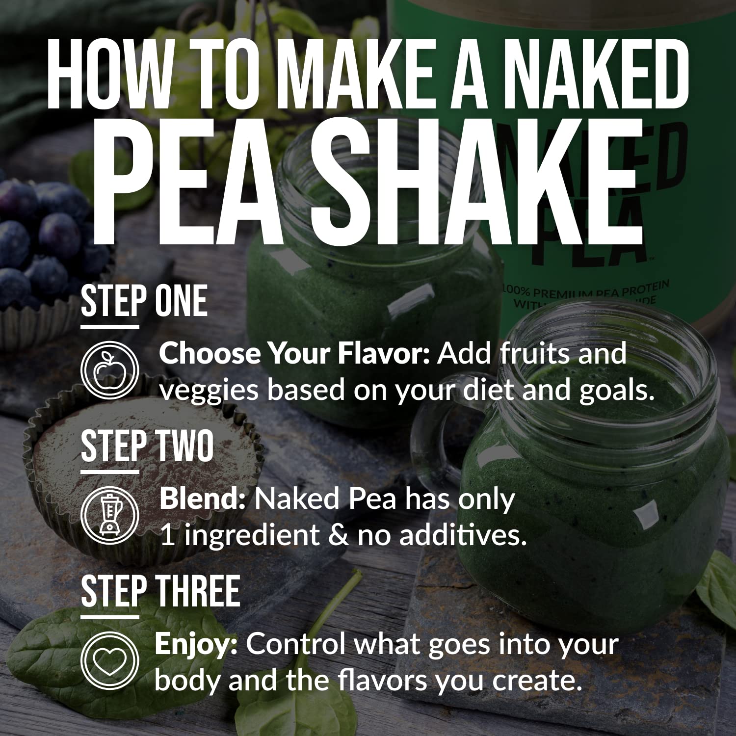 NAKED Pea - 5LB 100% Pea Protein Powder from North American Farms - Unflavored Vegan Pea Protein Isolate - NSF Certified, Plant Protein Powder, Easy to Digest - 76 Servings