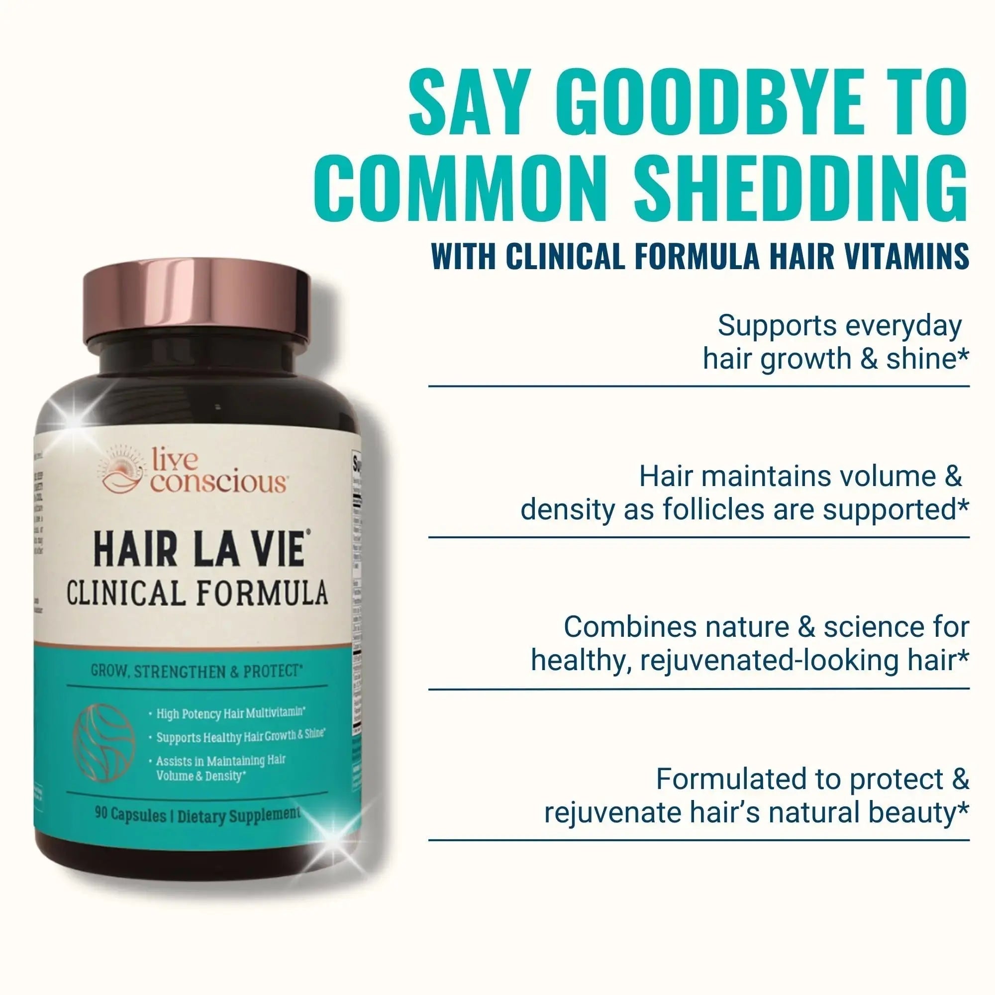 Hair La Vie Live Conscious Clinical Formula Hair Growth Vitamins for Women and Men w/Biotin, Collagen & Saw Palmetto (Pack of 1) Hair La Vie Au supplements