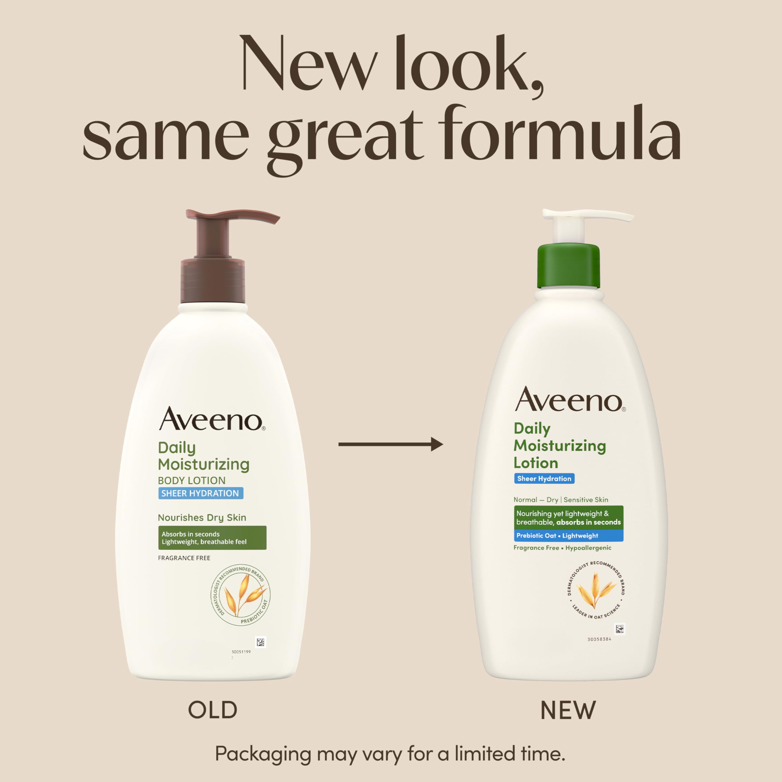 Aveeno Sheer Hydration Fragrance-Free Daily Moisturizing Lotion with Prebiotic Oat for Dry Skin, Lightweight