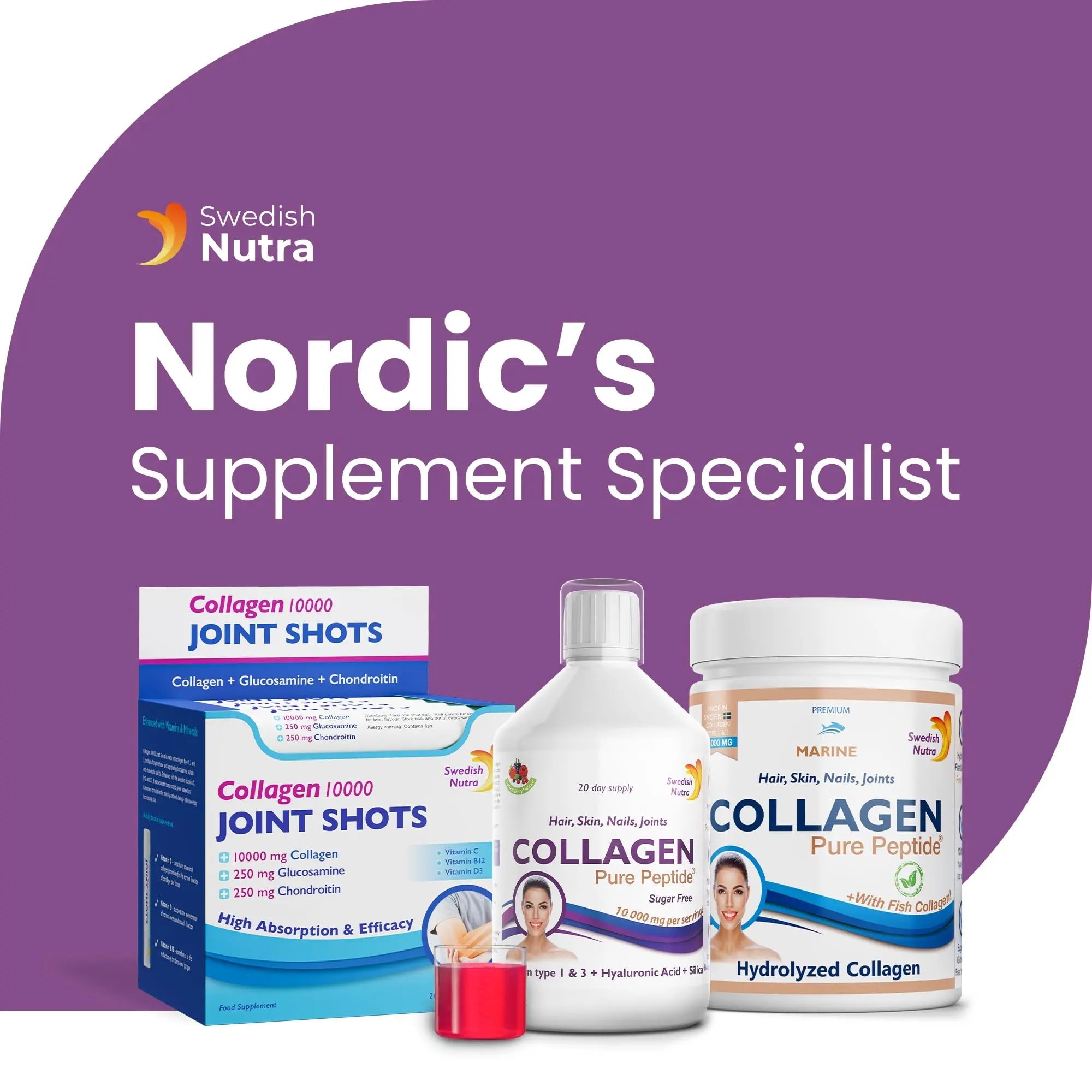 Swedish Nutra Liquid Bovine Collagen - Pack of 500ml, 20 Day Supply | Sugar Free Berry Flavour Swedish Nutra Au supplements