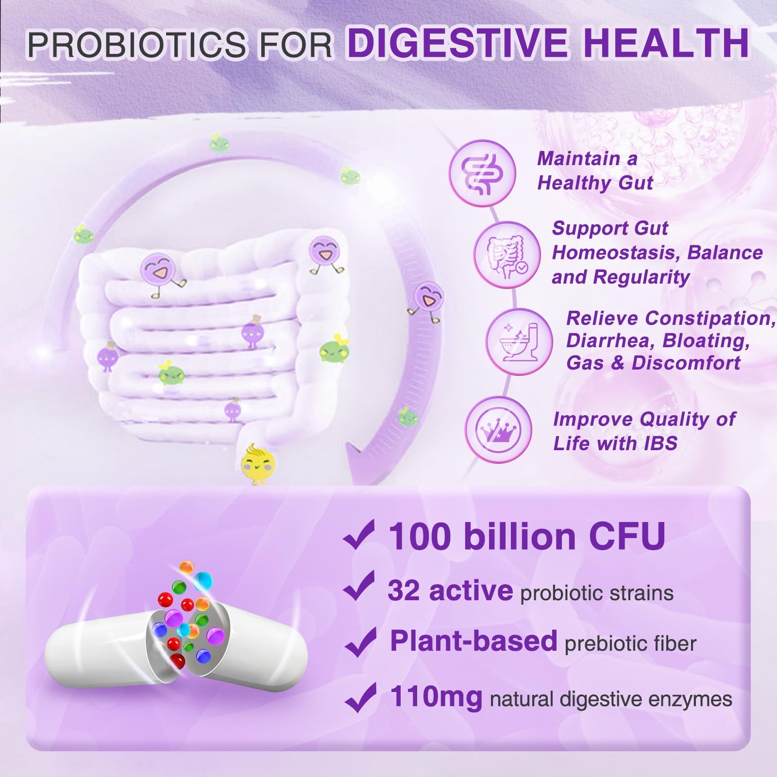 ZEBORA Probiotics for Women Digestive Health with Enzymes & Prebiotics 100 Billion CFUs| Vaginal Probiotics with D Mannose & Cranberry | Urinary Tract Health
