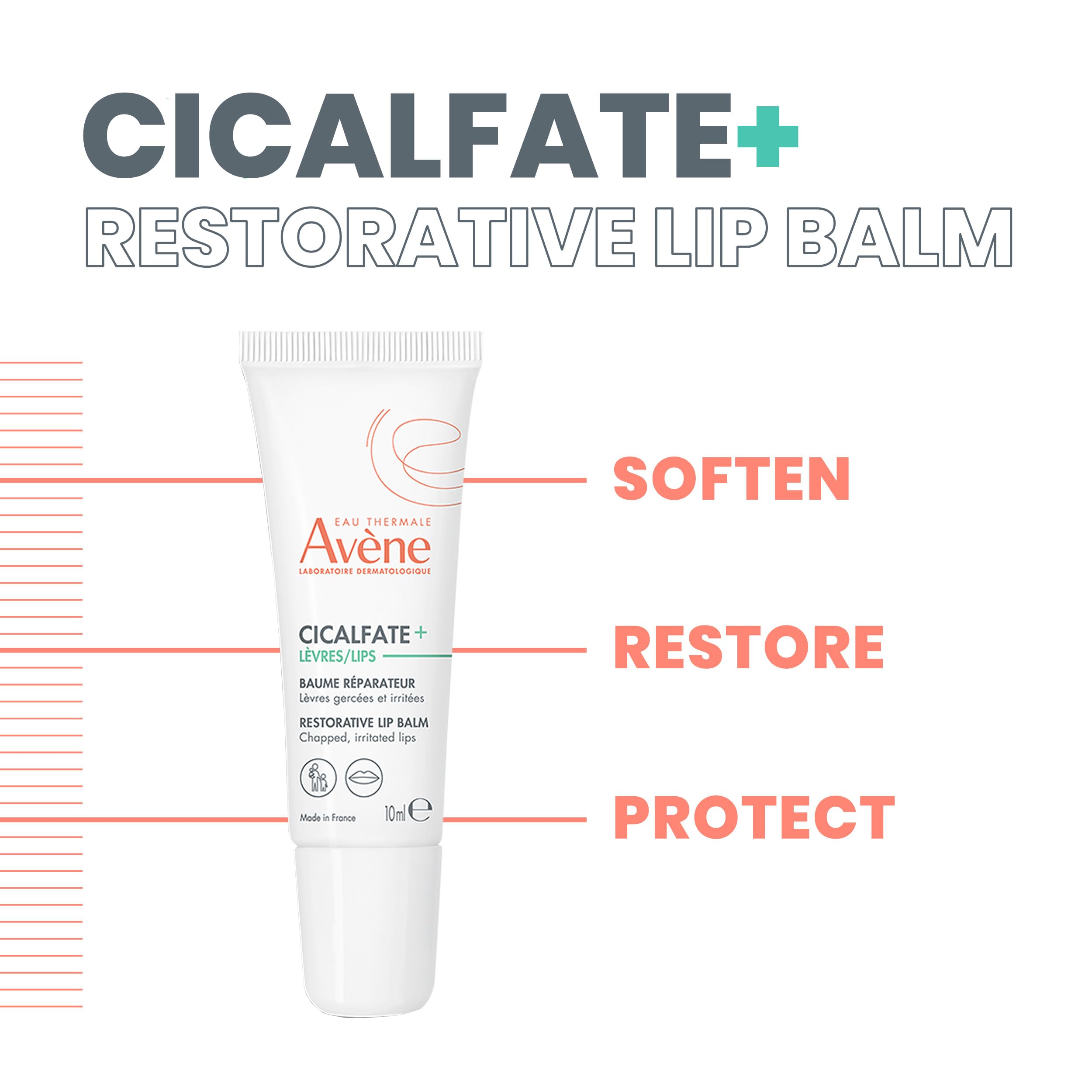 Avène Cicalfate Restorative Lip Cream, Long Lasting Moisture to Soothe Dry, Cracked Lips