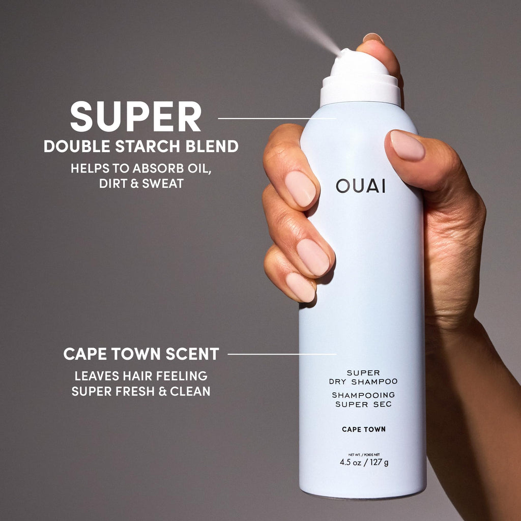 OUAI Super Dry Shampoo - Volumizing Dry Shampoo - Absorbs Oil, Dirt & Sweat - Blends Seamlessly into Hair with Zero Residue & Enriched with a Long-Lasting Scent - Cape Town (4.5 oz) OUAI Au supplements
