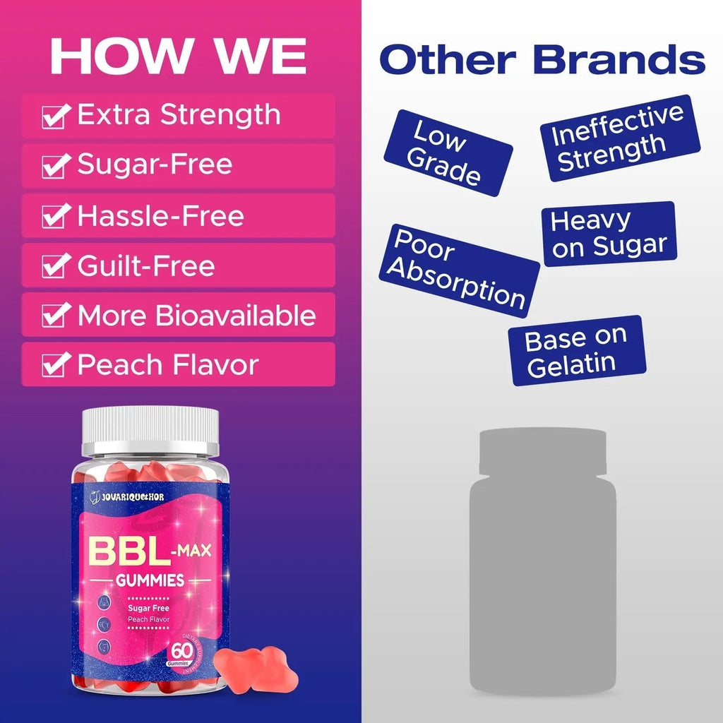 Jovariquethor Booty Gummies for Women - BBL Gummies with Multivitamins and Herbal Extracts - Peach Flavor - 60 Count Jovariquethor Au supplements
