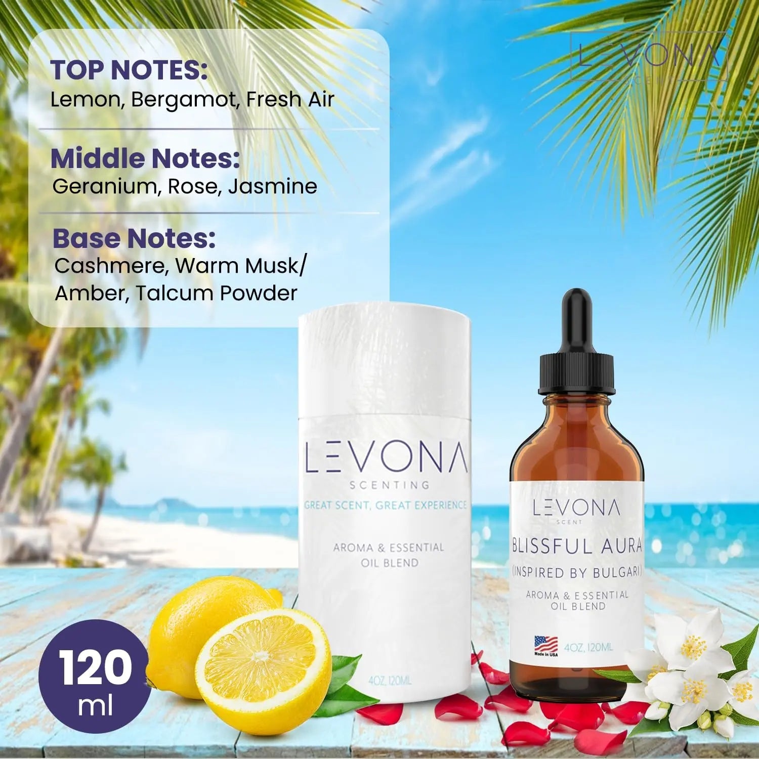 Levona Scent Essential Oils for Diffuser: Blissful Aura Inspired by Bulgari with Notes of Amber LEVONA SCENT Au supplements