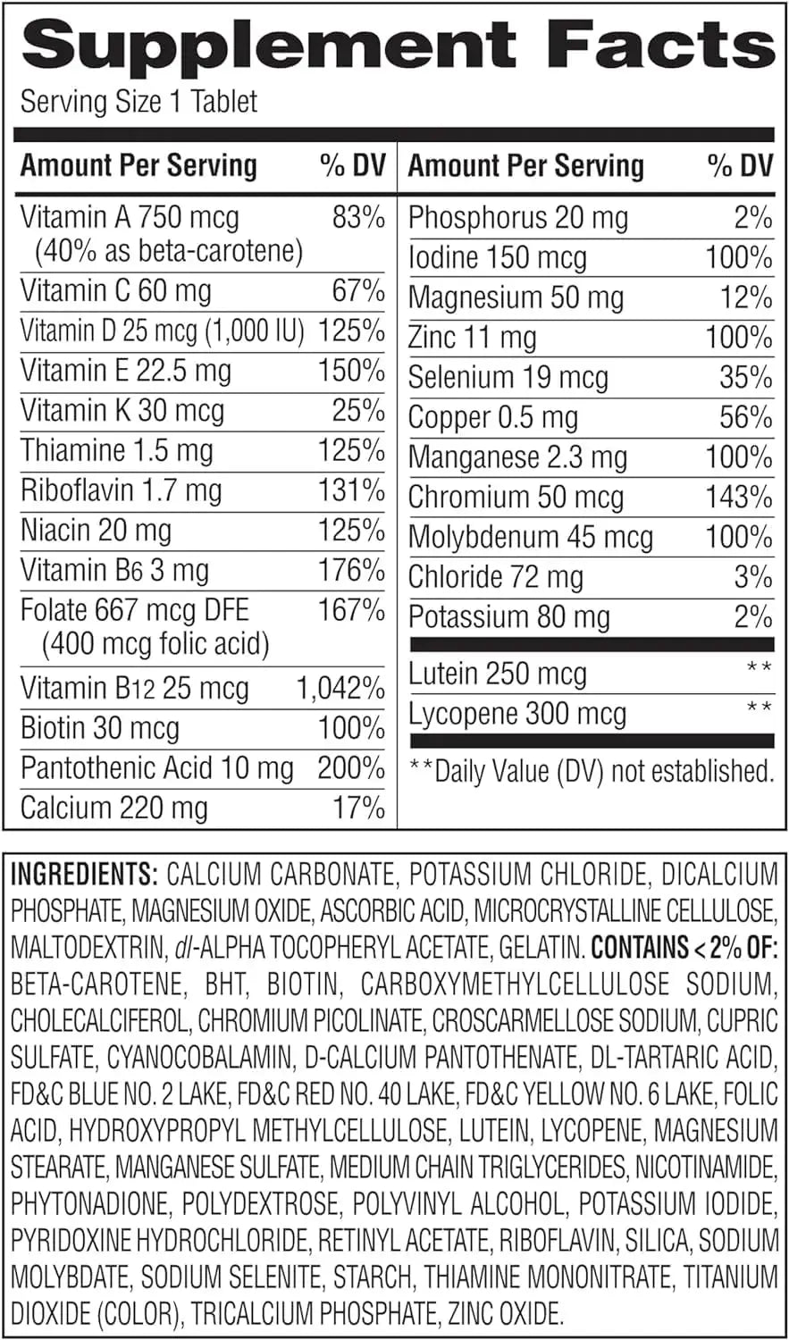 Equate Mature Adult 50+ One Daily Complete Multivitamin Compare to Centrum Silver (400 Ct) Aus Healthcare Au supplements