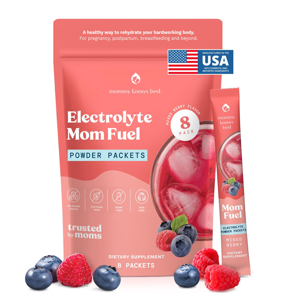 Mommy Knows Best Mom Fuel Electrolyte Drink Mix for Moms, Hydration Support - for Pregnancy, Prenatal, Electrolytes + Trace Minerals,