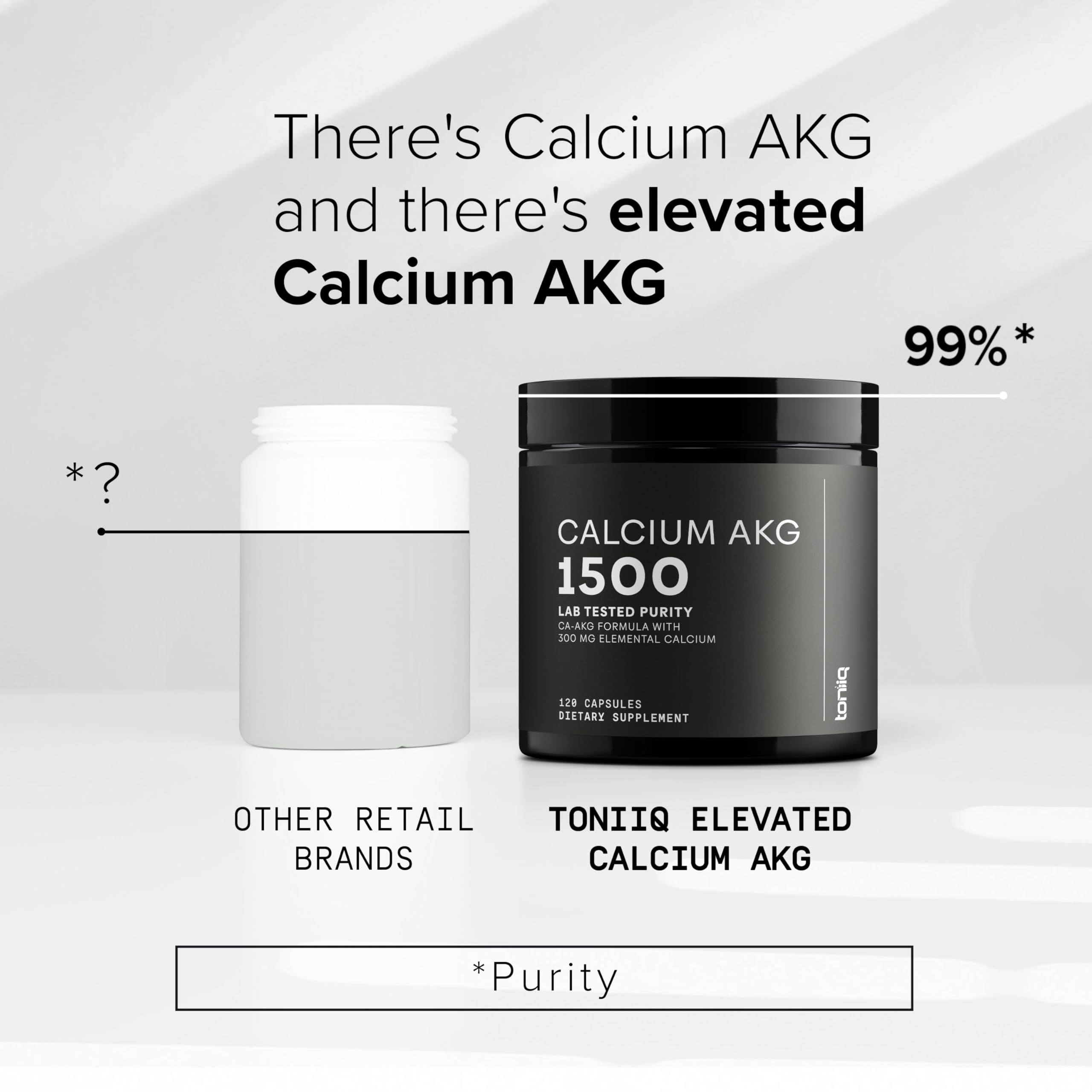 Toniiq 1500mg Ultra High Purity Ca AKG Supplement - 99%+ Highly Purified and Bioavailable Calcium Alpha-Ketoglutarate - Calcium AKG Longevity Supplement - 120 Ca-AKG Vegetarian Capsules Toniiq Au supplements