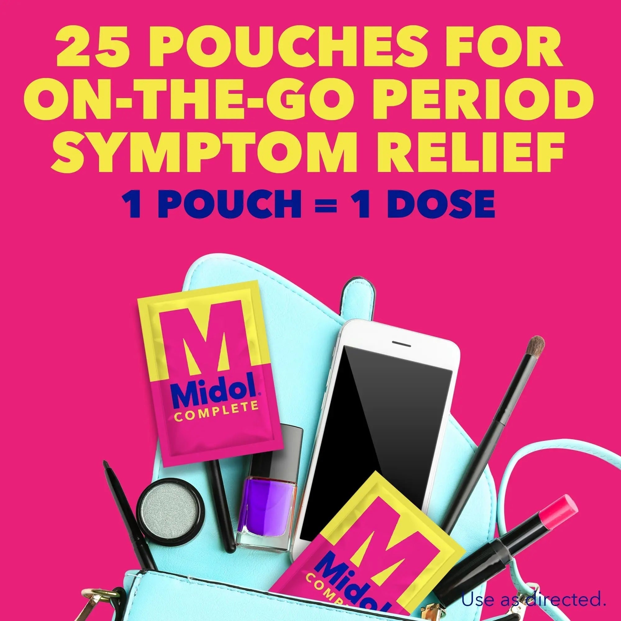 Midol Woman-on-The-Go Period Essentials Complete On The Go Menstrual Pain Relief Caplets, 50ct (25 Pouches of 2) & U by Kotex Balance Ultra Thin Pads Regular Absorbency 50ct Midol Au supplements