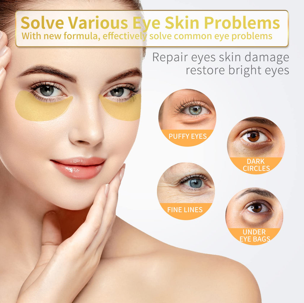 NAZANO 24K Gold Under Eye Patches - 60 Pack for Puffy Eyes, Dark Circles, Bags & Wrinkles
