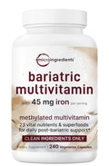 Micro Ingredients Methylated Bariatric Multivitamin with 45mg Iron, 240 Veggie Capsules | 23-in-1 Essential Vitamins with D3, K2, Zinc & More | Micro Ingredients Au supplements