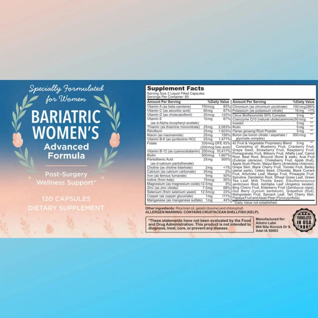 Allotro Labs Bariatric Women’s Advanced Formula – Liquid Multivitamin for Women After Bariatric Surgery, 120 Capsules (60-Day Supply) Allotro Labs Au supplements