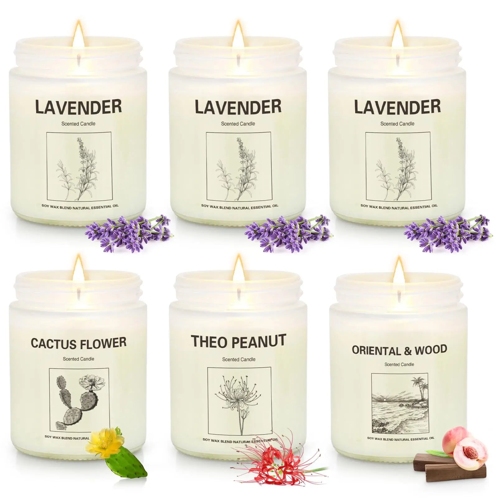 6 Pack Scented Candles, Aromatherapy Candles Gifts Set for Women, 42.6 oz 300 Hour Long Lasting YINUO LIGHT Au supplements