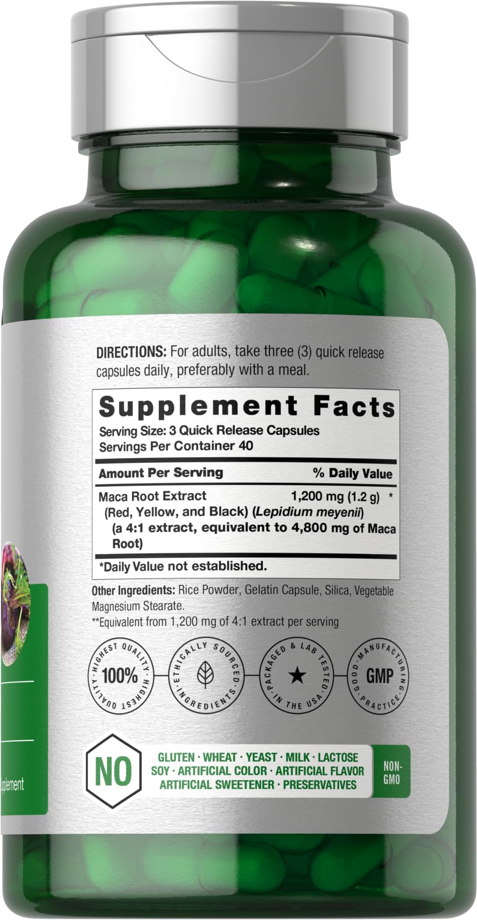 Horbäach Maca Root Capsules for Men and Women | 120 Pills | High Potency Extract | Non-GMO and Gluten Free Formula