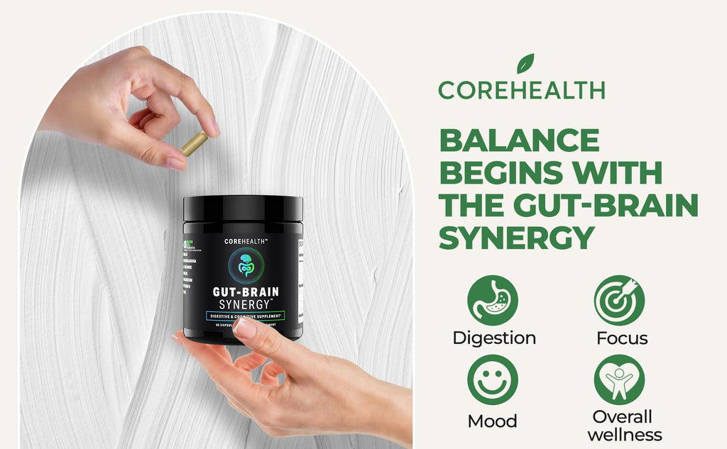 Gut-Brain Synergy Probiotic & Nootropic – 30Billion CFU Psychobiotic + Prebiotic with Ashwagandha, L-Theanine & Zinc for Gut Health, Mood Support, Stress Relief, Bloating Relief & Brain Focus & Memory