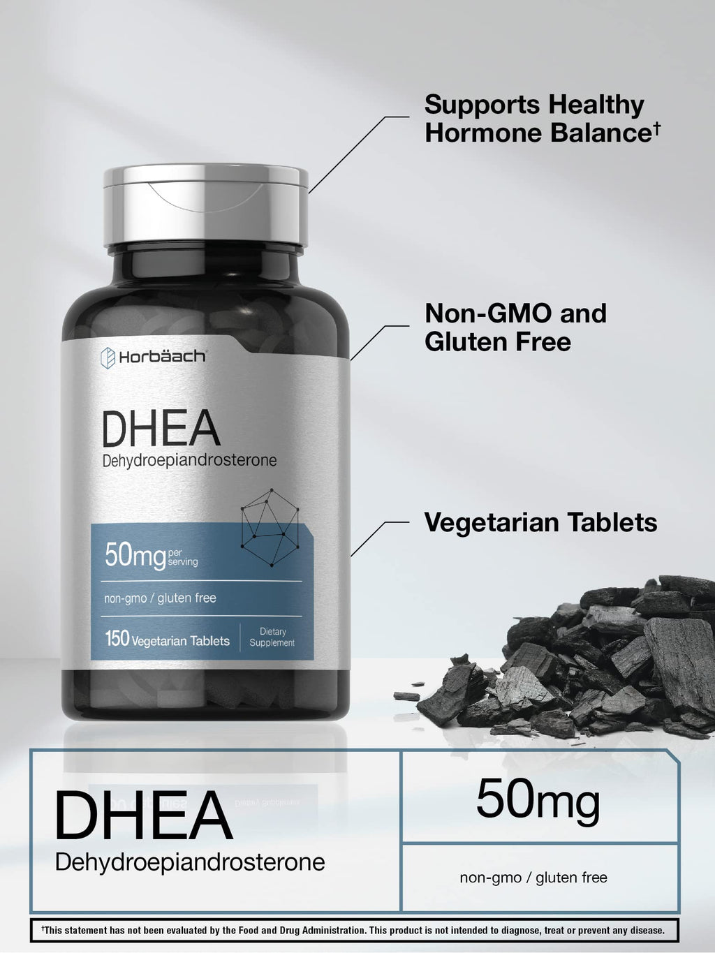 DHEA 50mg 150 Tablets | Non-GMO, Gluten Free Supplement | by Horbaach Horbäach Au supplements