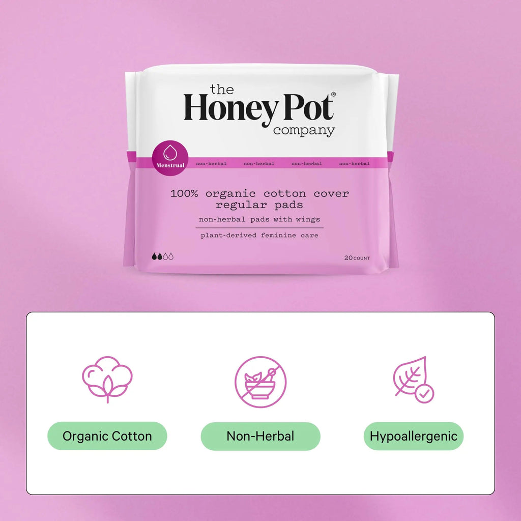 The Honey Pot Company - Non-Herbal Regular Flow Pads with Wings - Organic Pads for Women The Honey Pot Company Au supplements