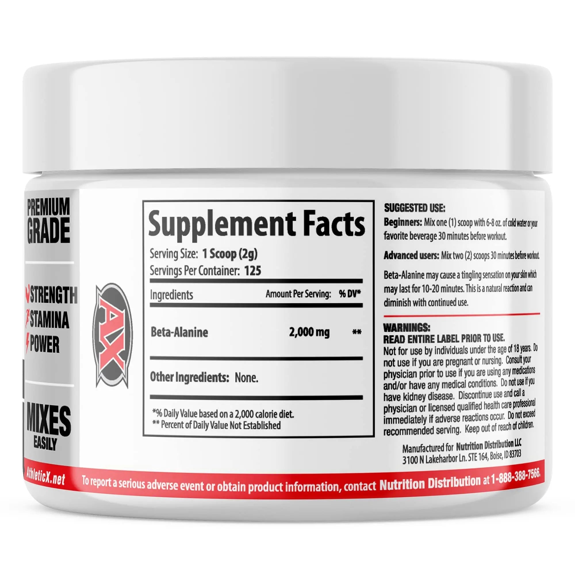 AX Pure Beta Alanine Powder 250 Grams Athletic Xtreme Au supplements