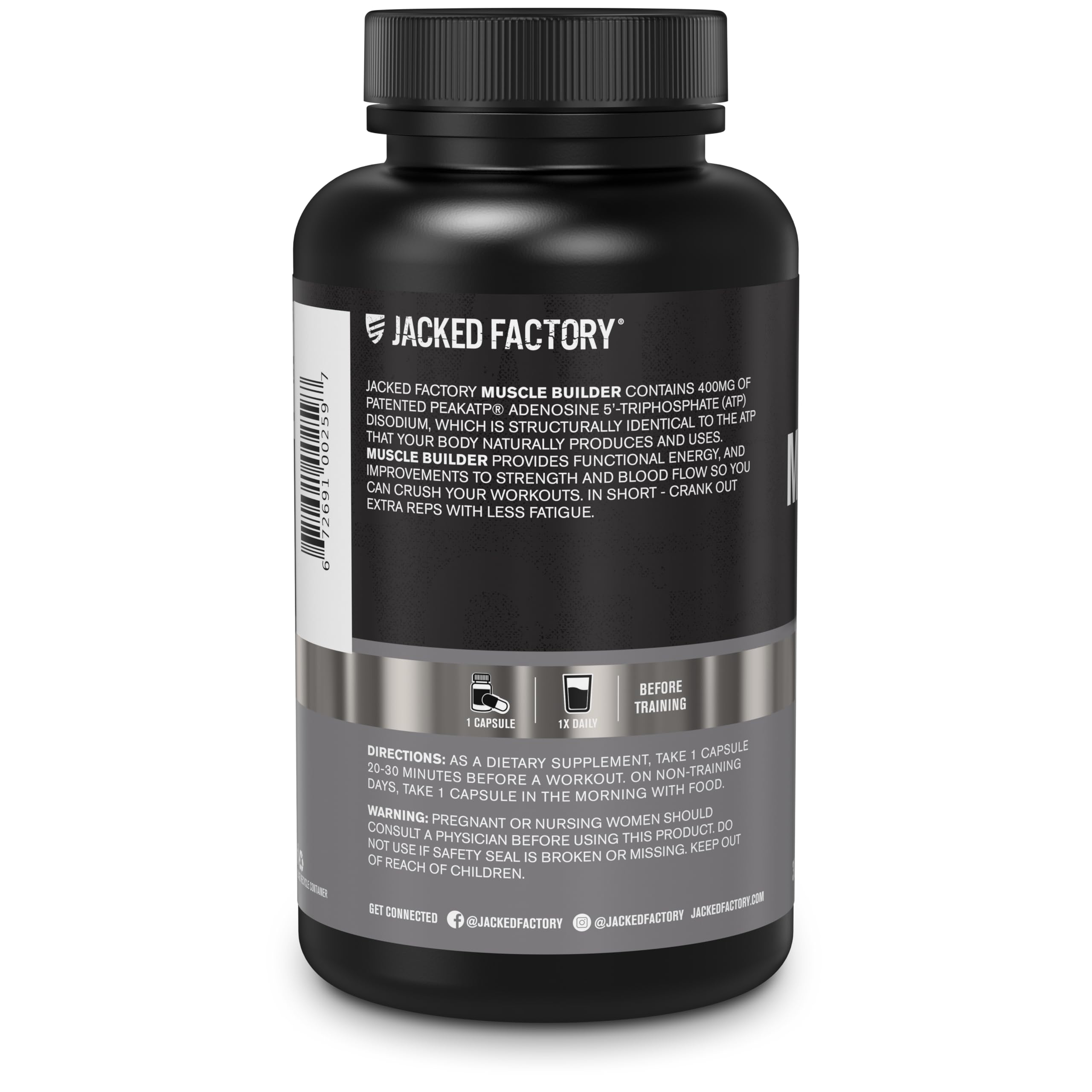 Jacked Factory Essentials Muscle Builder - ATP Muscle Builder for Men with Peak ATP to Support Muscle Gain, Enhance Athletic Performance, & Increase Strength - 30 Capsules Jacked Factory Au supplements