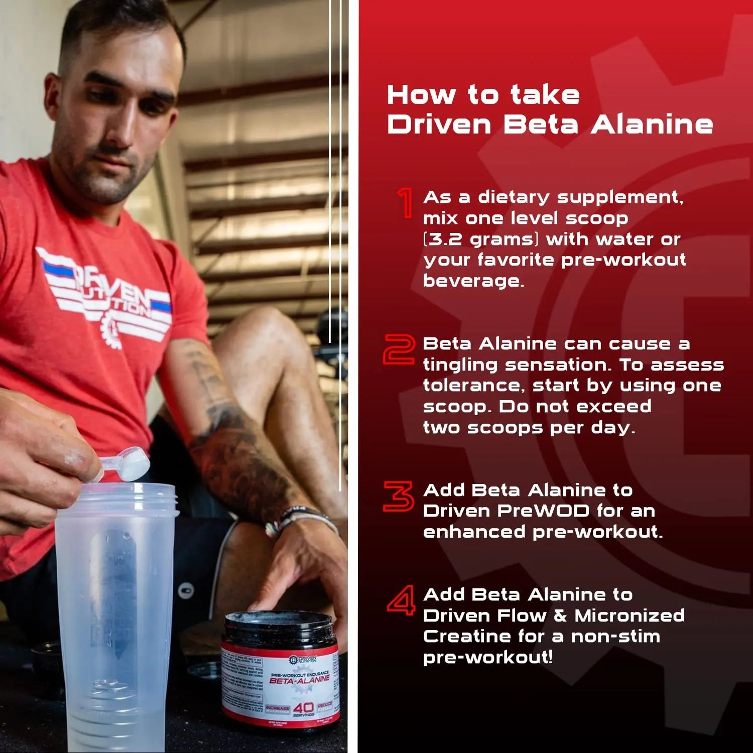 Driven Nutrition Beta Alanine, Unflavored - Preworkout Carnosine Booster for Physical Driven Nutrition Au supplements