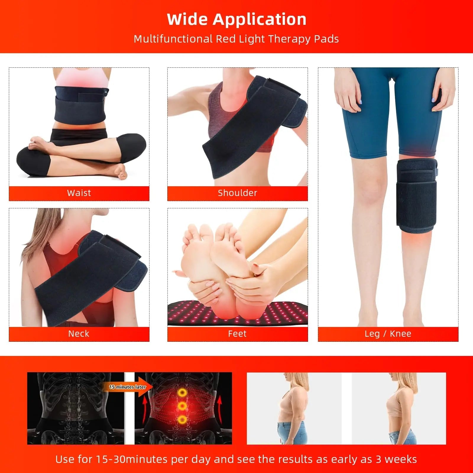 Red Light Therapy Infrared Light Therapy Heating Wrap Belt for Body Back Knee Shoulder Waist Muscle Pain AKYSUN Au supplements