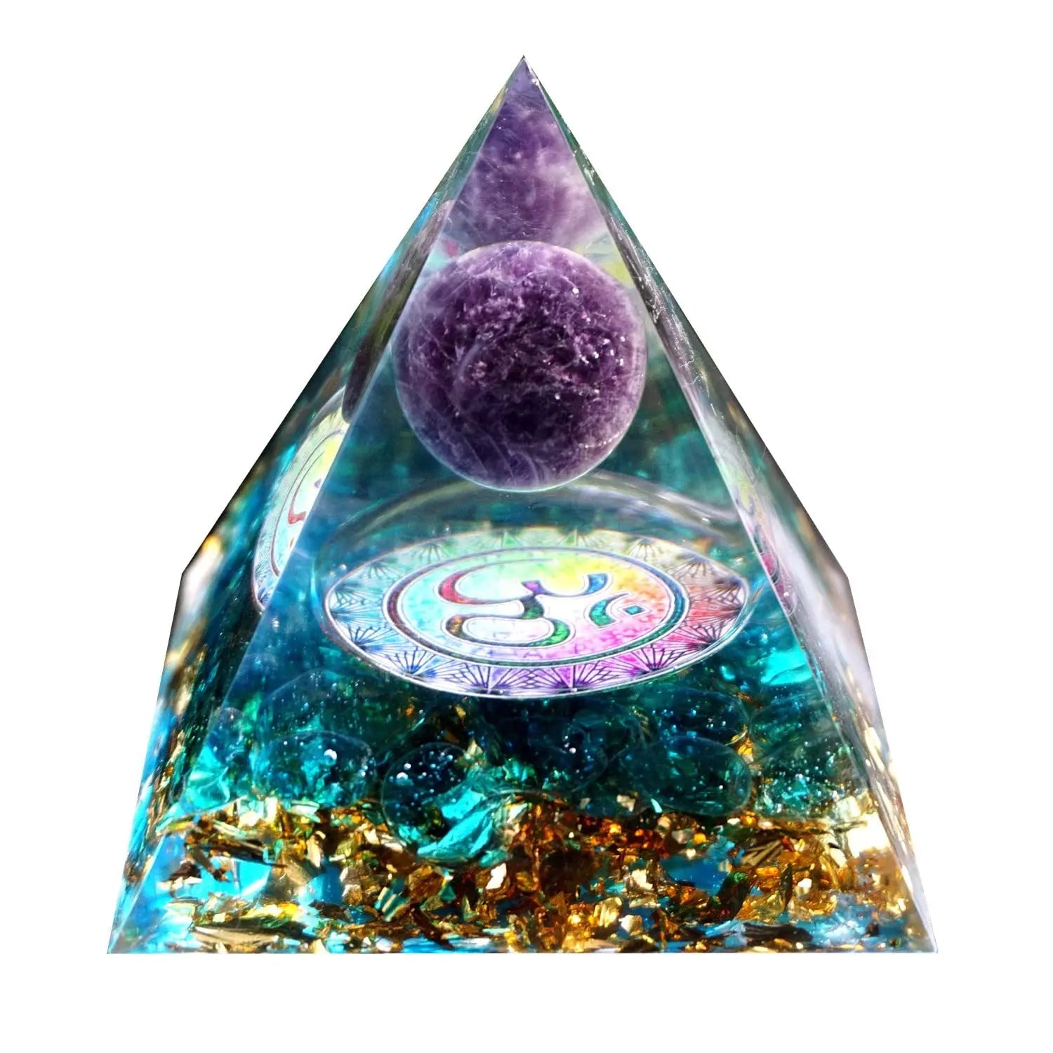 Besorgone Orgonite Pyramid for Positive Energy Amethyst Sphere Chakra Orgone with Blue Quartz Besorgone Au supplements