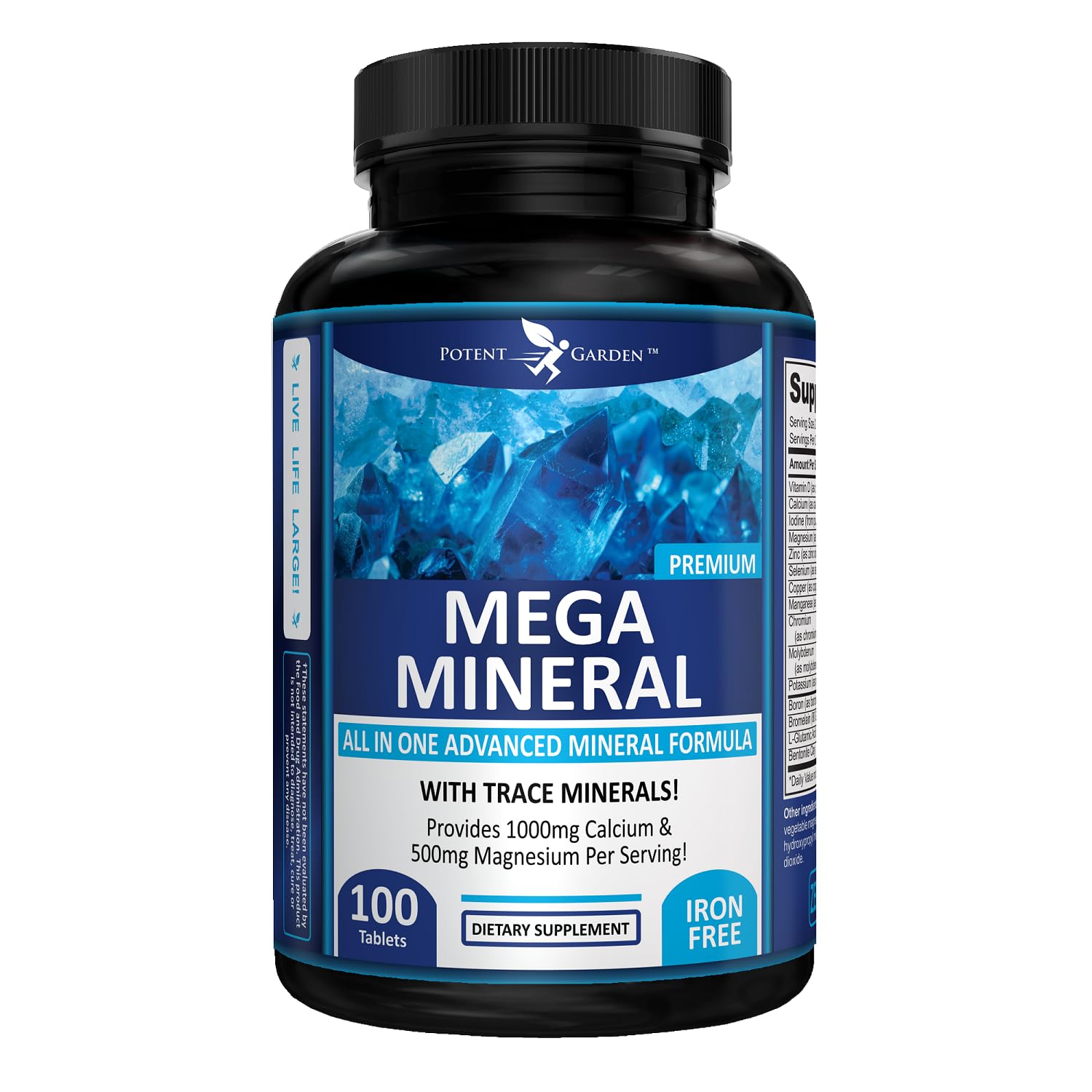 Potent Garden Mega Mineral Supplement Complete Mineral Complex with Calcium Magnesium Zinc Potassium Boron Selenium Chromium & 72 Trace