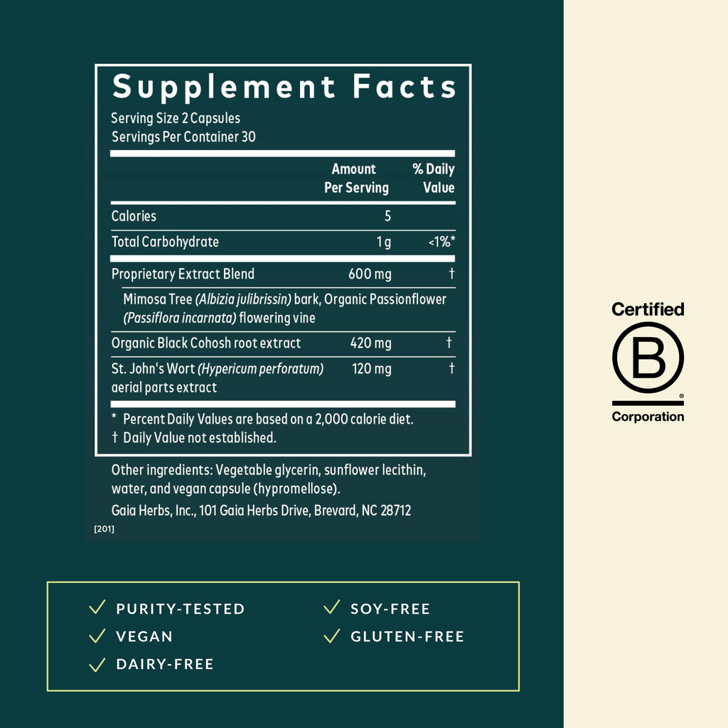 Gaia Herbs Menopause Support Nighttime - Menopause Supplement for Women* - with Black Cohosh, Mimosa, Passionflower & St. John's Wort - 60 Vegan Liquid Phyto-Caps (30 Servings) Gaia Herbs Au supplements