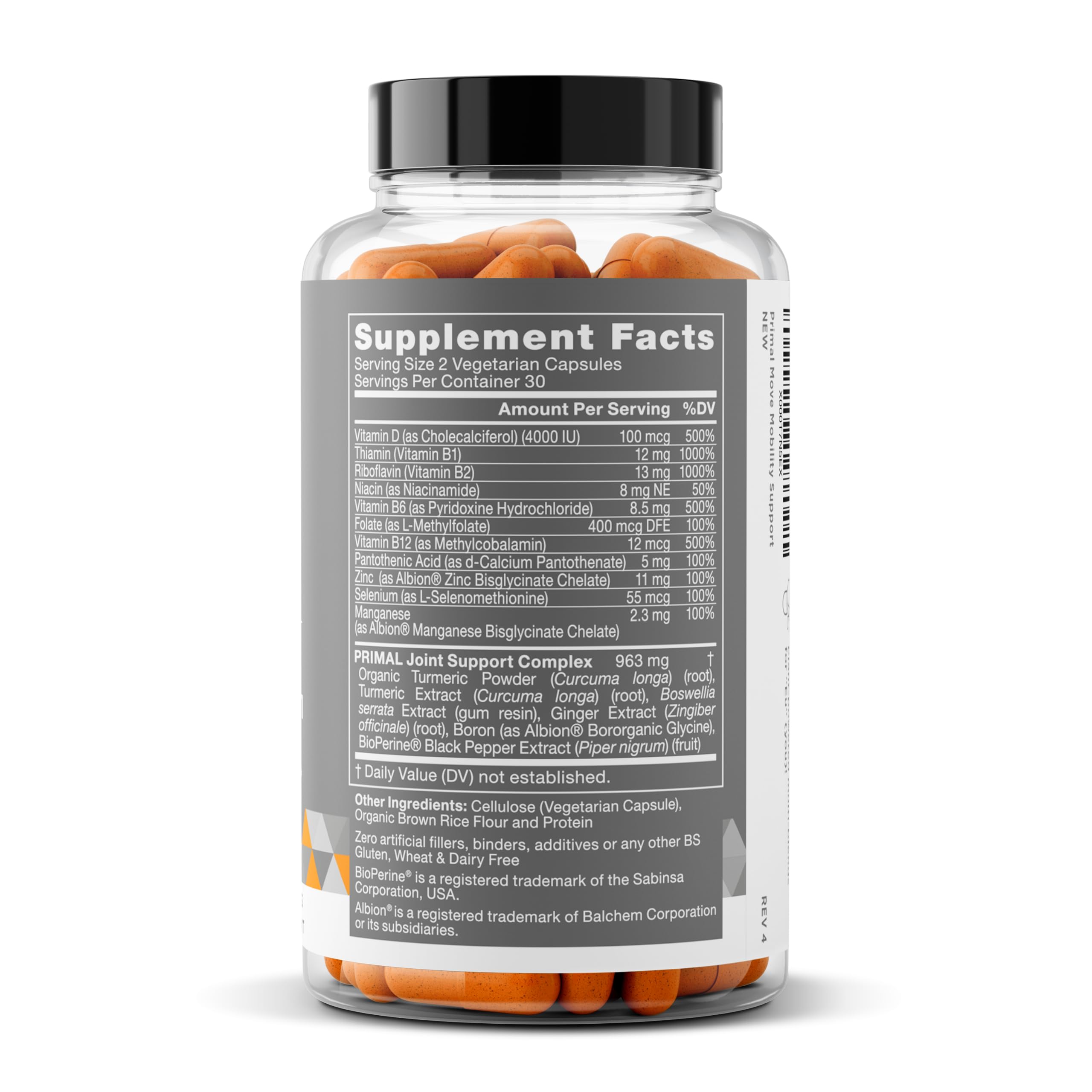 Primal Joint & Mobility Support - Advanced Joint Support Supplement for Women and Men - Turmeric, Boswellia, Ginger and Boron for Whole-Body Flexibility, Joint Health & Comfort - 60 Veg Soft Capsules Eu Natural Au supplements
