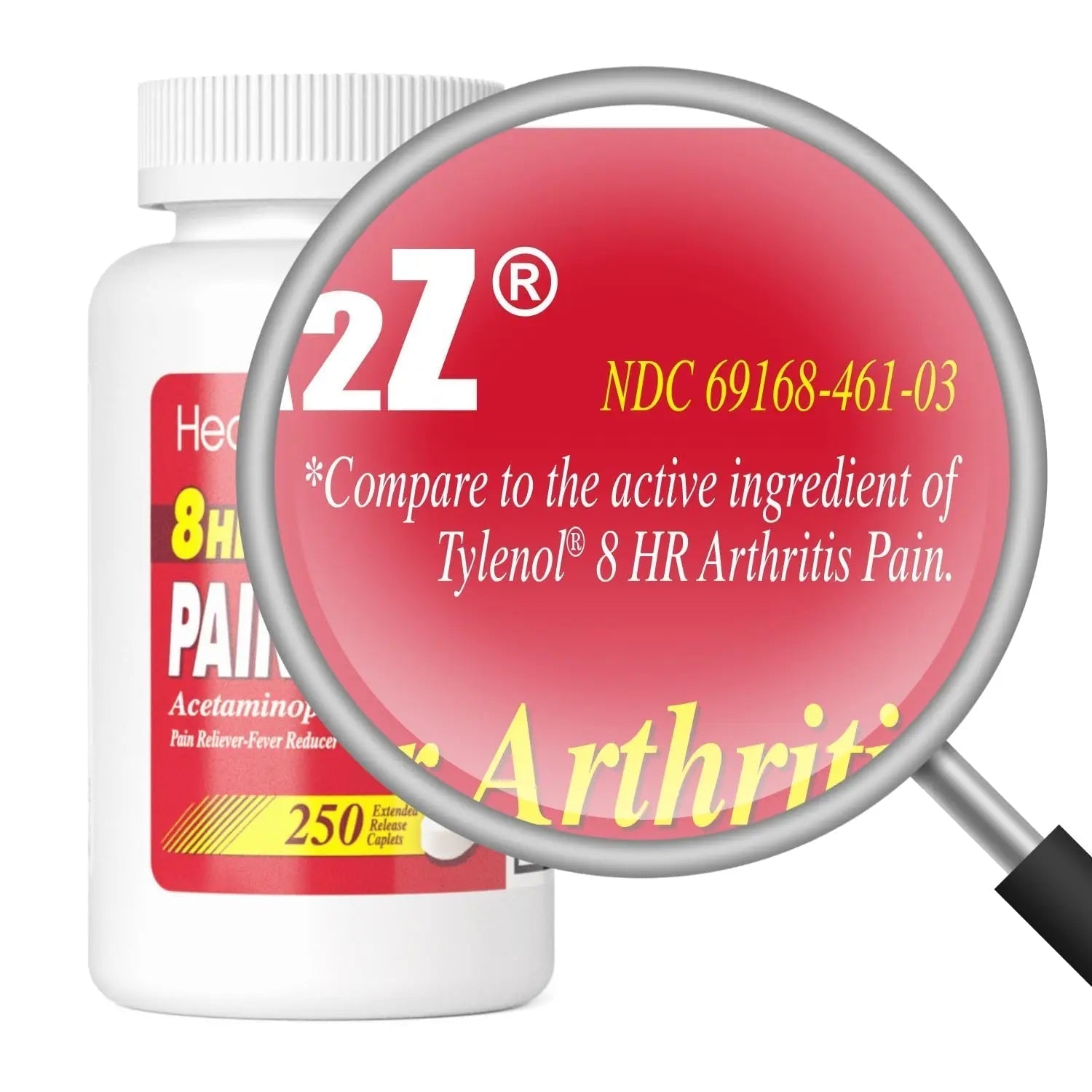 HealthA2Z® Pain Relief Extended Release | Acetaminophen 650mg | 8 Hours | Arthiritis Pain | Pain Reliever - Fever Reducer | Contains no Aspirin | (250 Caplets) HealthA2Z Au supplements