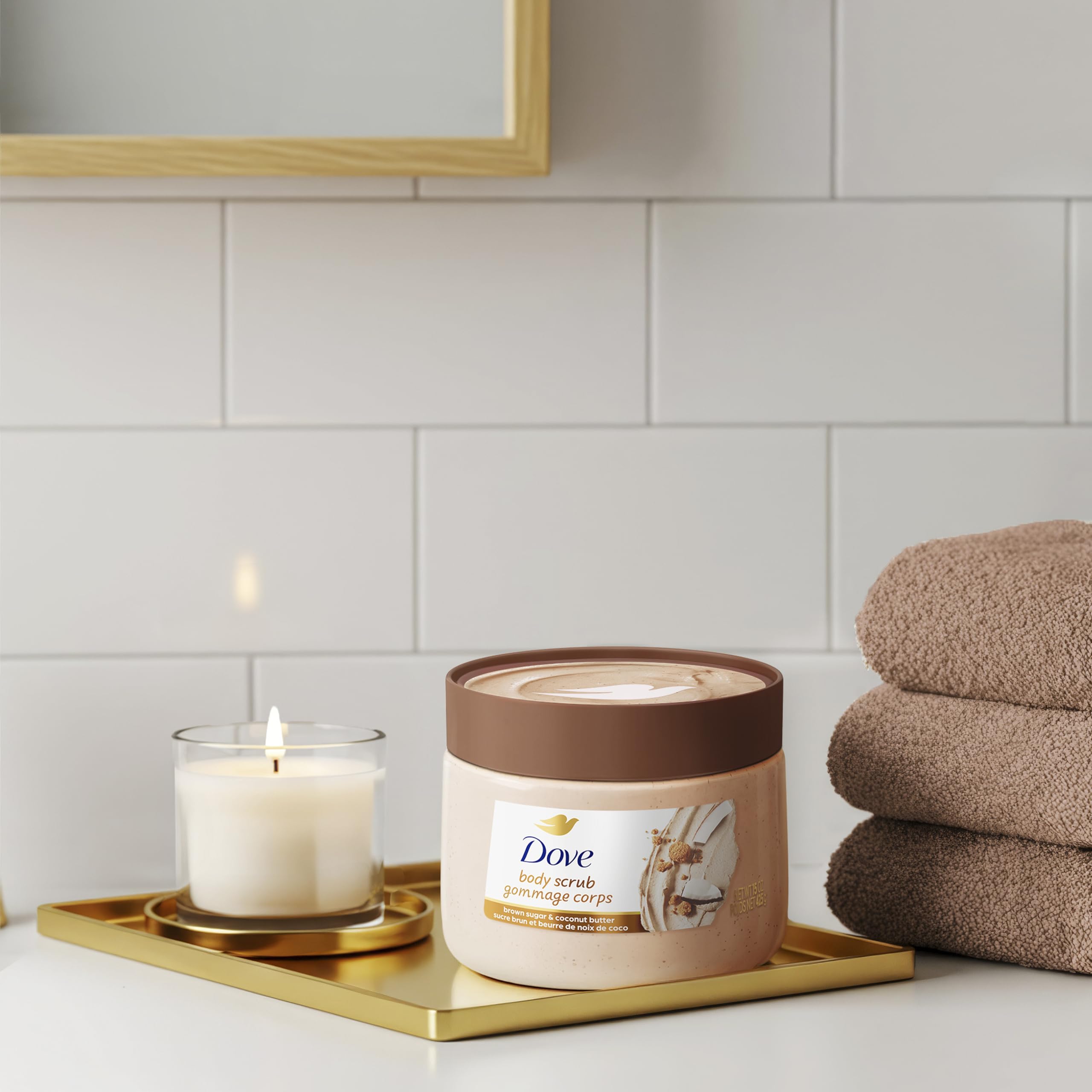 Dove Brown Sugar and Coconut Butter Body Scrub Exfoliates and Deeply Nourishes for Smooth, Radiant Skin 15 oz