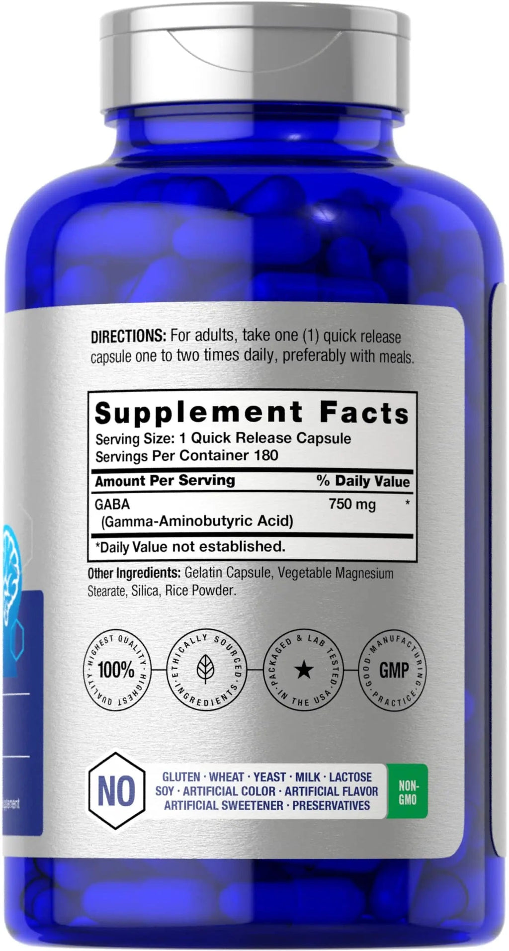 GABA 750mg | 180 Capsules | Gamma Aminobutyric Acid Supplement Horbäach Au supplements