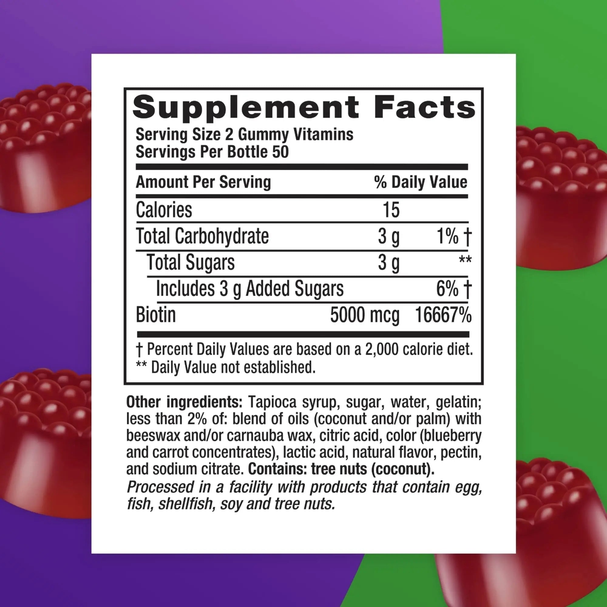 vitafusion Extra Strength Biotin Gummy Vitamins, Berry Flavored, 5,000 mcg Biotin Vitamins Vitafusion Au supplements