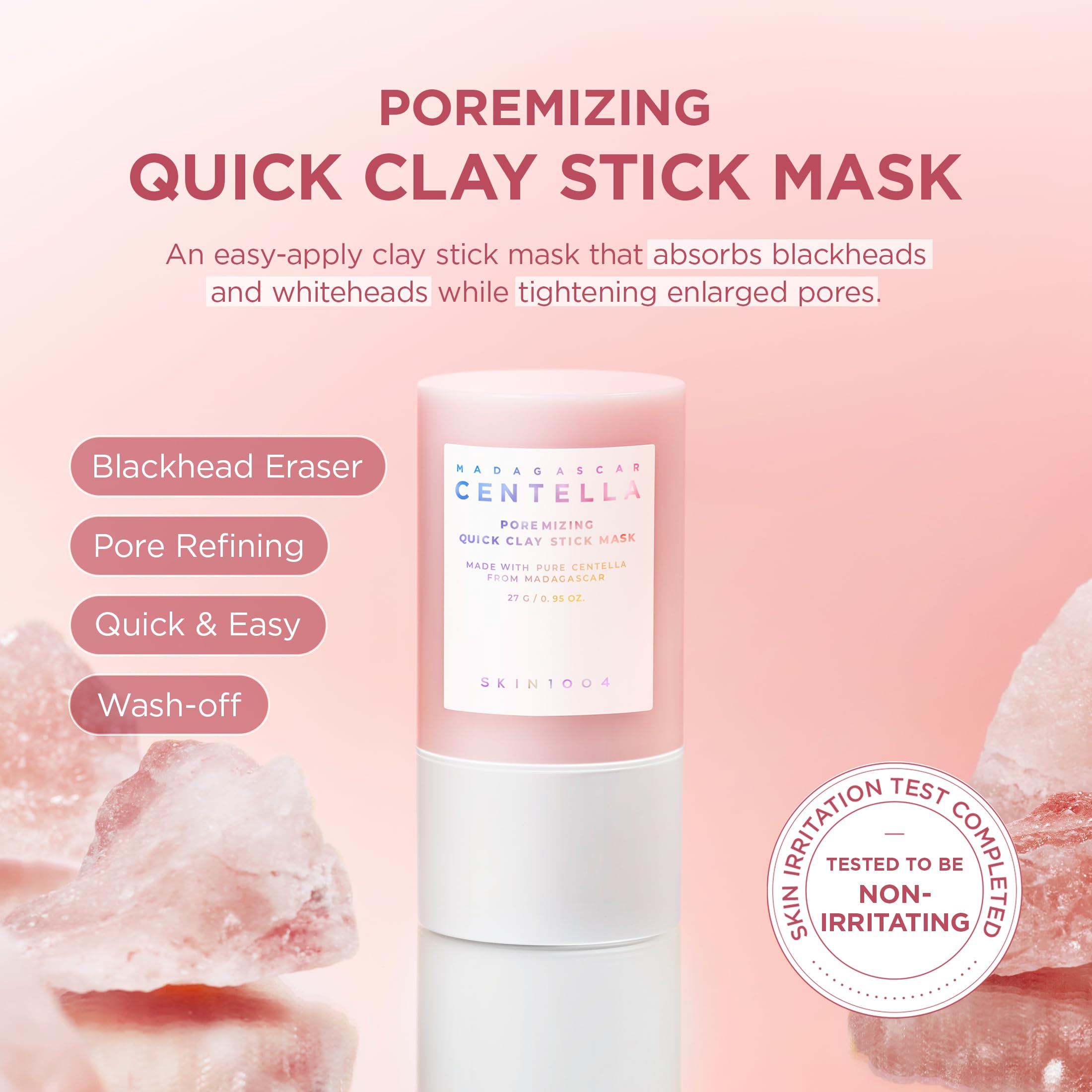 SKIN1004 Poremizing Quick Clay Stick Mask, Face Mask Skincare for Pore Minimizing, Facial Clay Mask with Centella, Pore Minimizer for Sebum Control