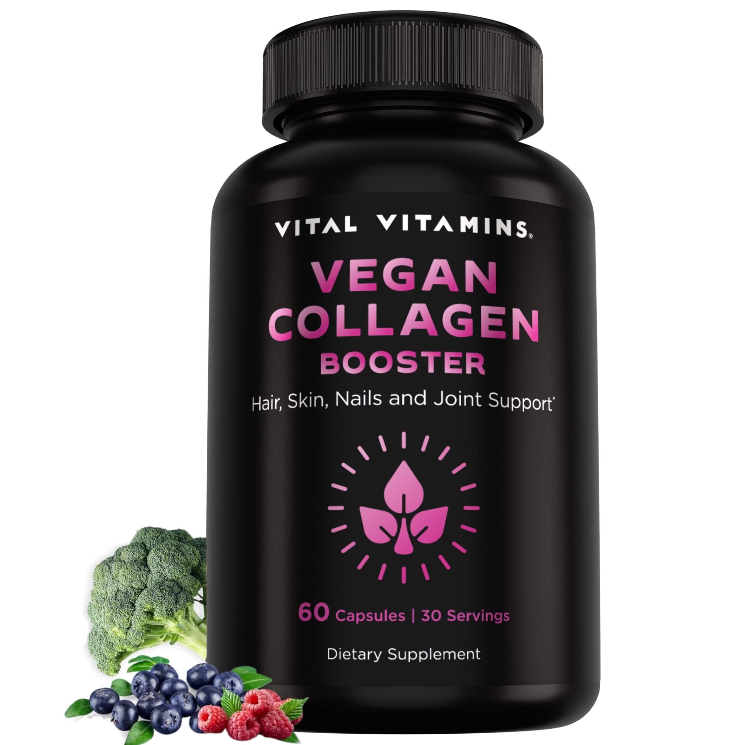 Vital Vitamins Vegan Collagen Booster - with Silica and Hyaluronic Acid - Plant-Based Collagen Supplements