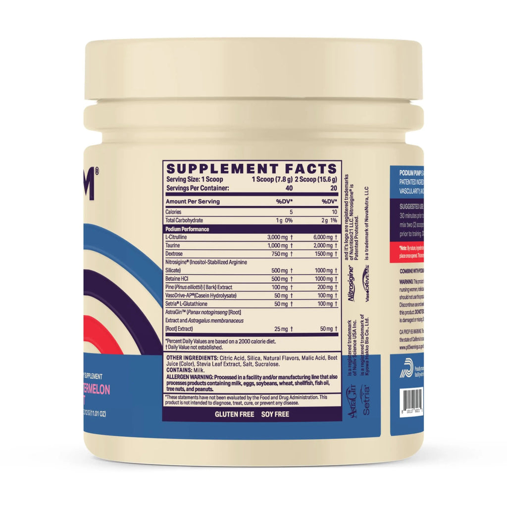 Podium Nutriton, Pump, Stimulant Free Pre-Workout, 40 Servings (Watermelon Mint) Podium Nutrition Au supplements