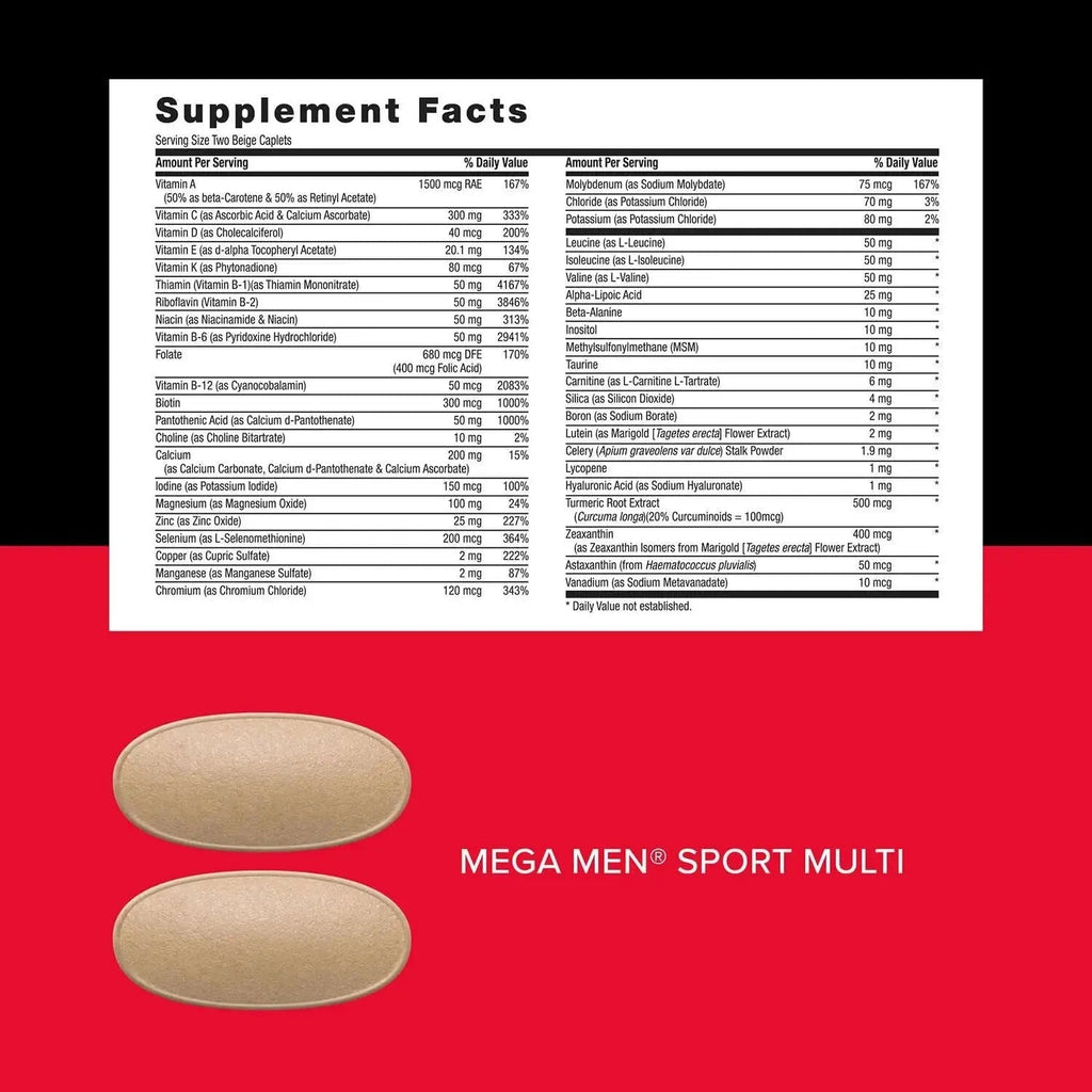 Mega Men Sport Vitapak Program, Convenient Complete Nutrition, 4 Products in 1 Packet, Athletic Performance, Energy, Recovery GNC Au supplements