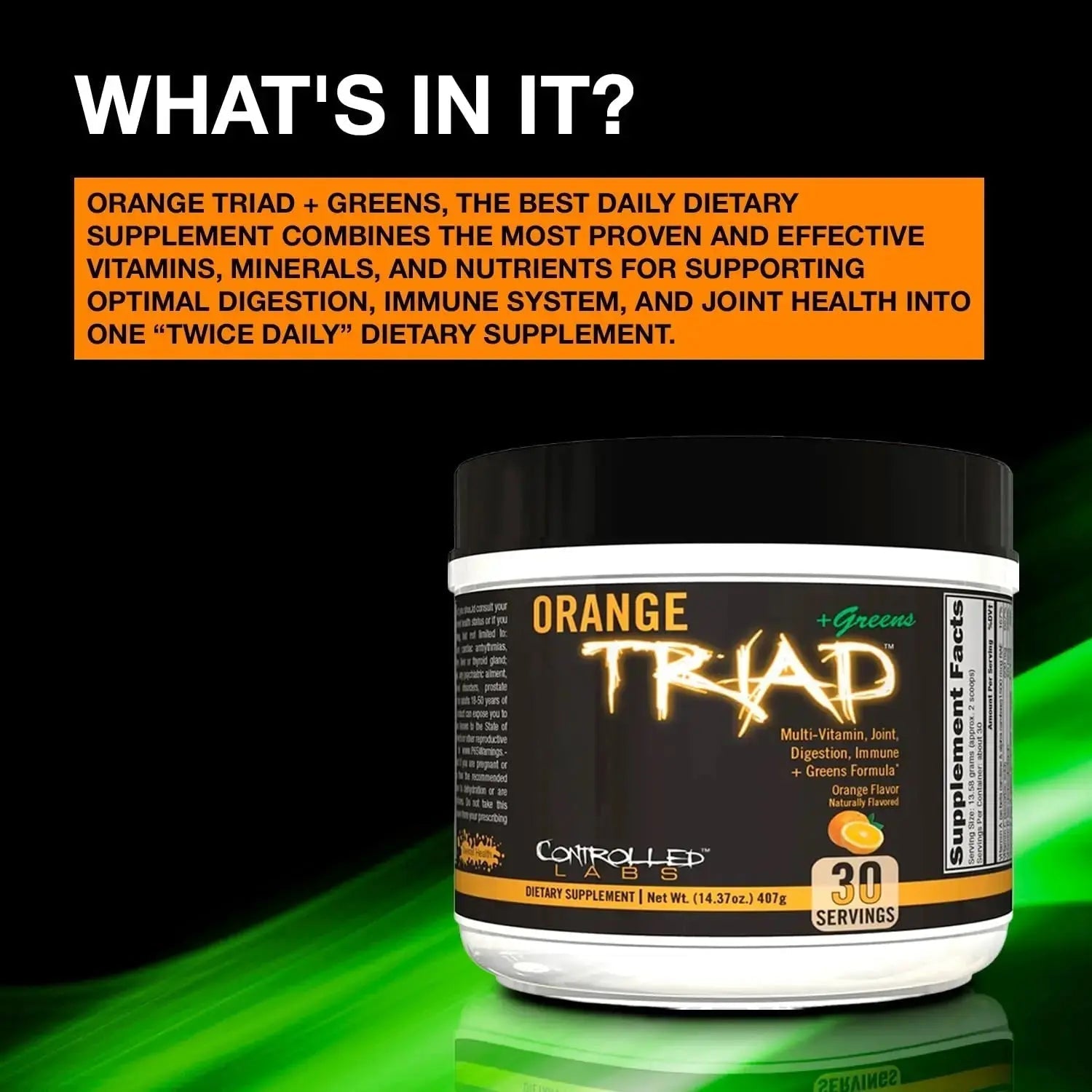CONTROLLED LABS Orange Triad Plus Greens for Men and Women, 30 Servings Iron Free Sports Supplement for Overall Health CONTROLLED LABS Au supplements