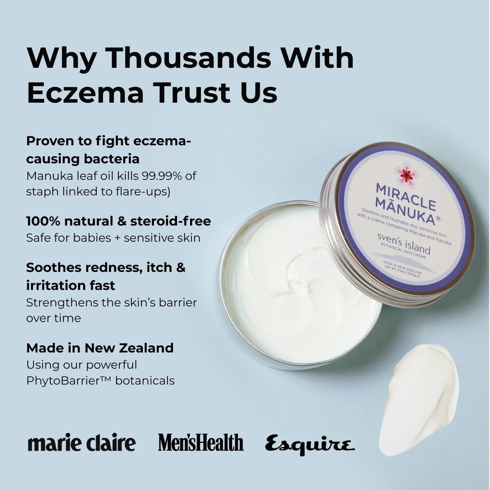 Sven's Island Miracle Manuka Cream 250g | Lightweight Daily Moisturiser with Manuka Leaf Oil | Hydrating Cream for Dry & Sensitive Skin | Face & Body Moisturizer | Made in New Zealand Sven's Island Natural Remedies Au supplements