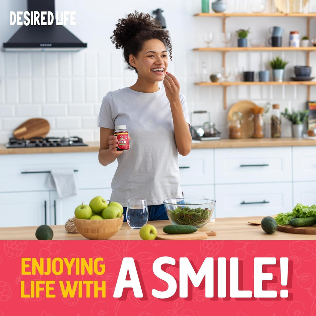 Desired Life Prebiotic Fiber Gummies for Adults and Kids – 4g Sugar Free Natural Berry Flavored Gummies - Supports Digestive Health