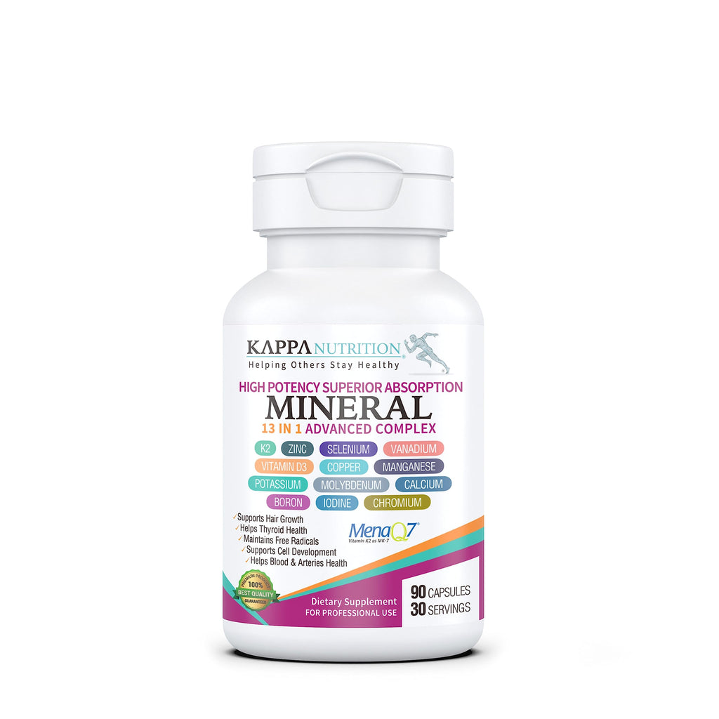 KAPPA NUTRITION (90 Capsules,Vitamin K2, Vitamin D3, Zinc, Selenium, Vanadium, Copper, Manganese, Potassium, Molybdenum, Calcium, Chromium, Iodine, Boron,