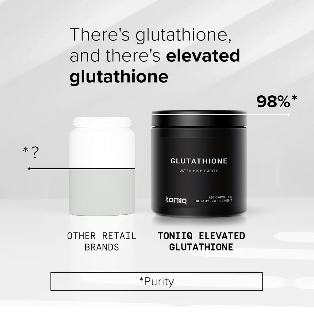 Toniiq Ultra High Strength Glutathione Capsules - 1000mg Concentrated Formula - 98%+ Highly Purified and Bioavailable - Non-GMO Fermentation - 240 Capsules Reduced Glutathione Supplement Toniiq Au supplements