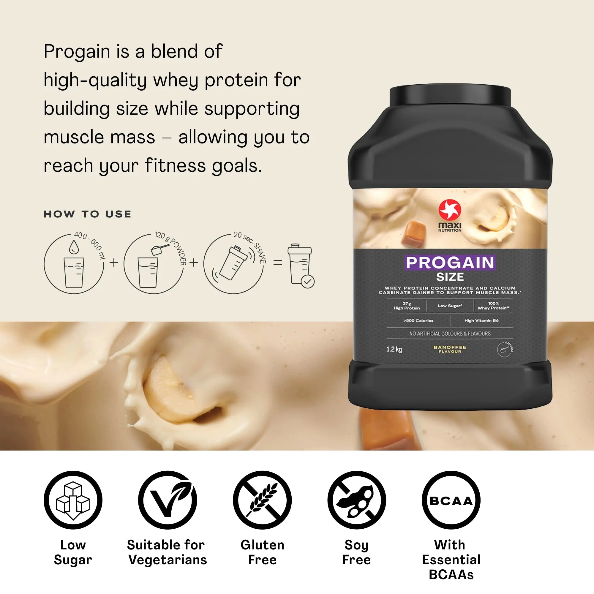 MaxiNutrition - Progain, Banoffee - Whey Protein Powder for Size & Muscle Mass – Low Sugar MaxiNutrition Au supplements
