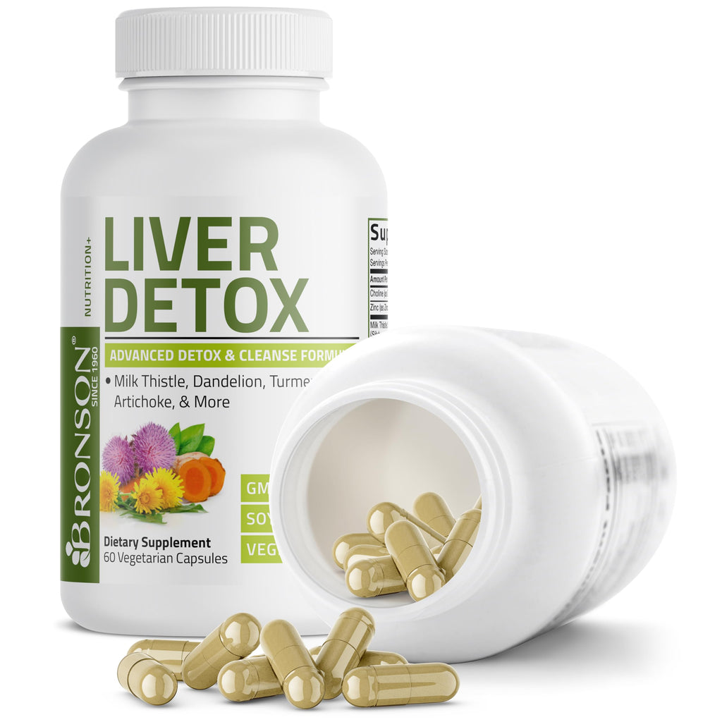 Bronson Liver Detox Advanced Detox & Cleansing Formula Supports Health Liver Function with Milk Thistle, Dandelion Extract, Turmeric, Artichoke Leaf & More