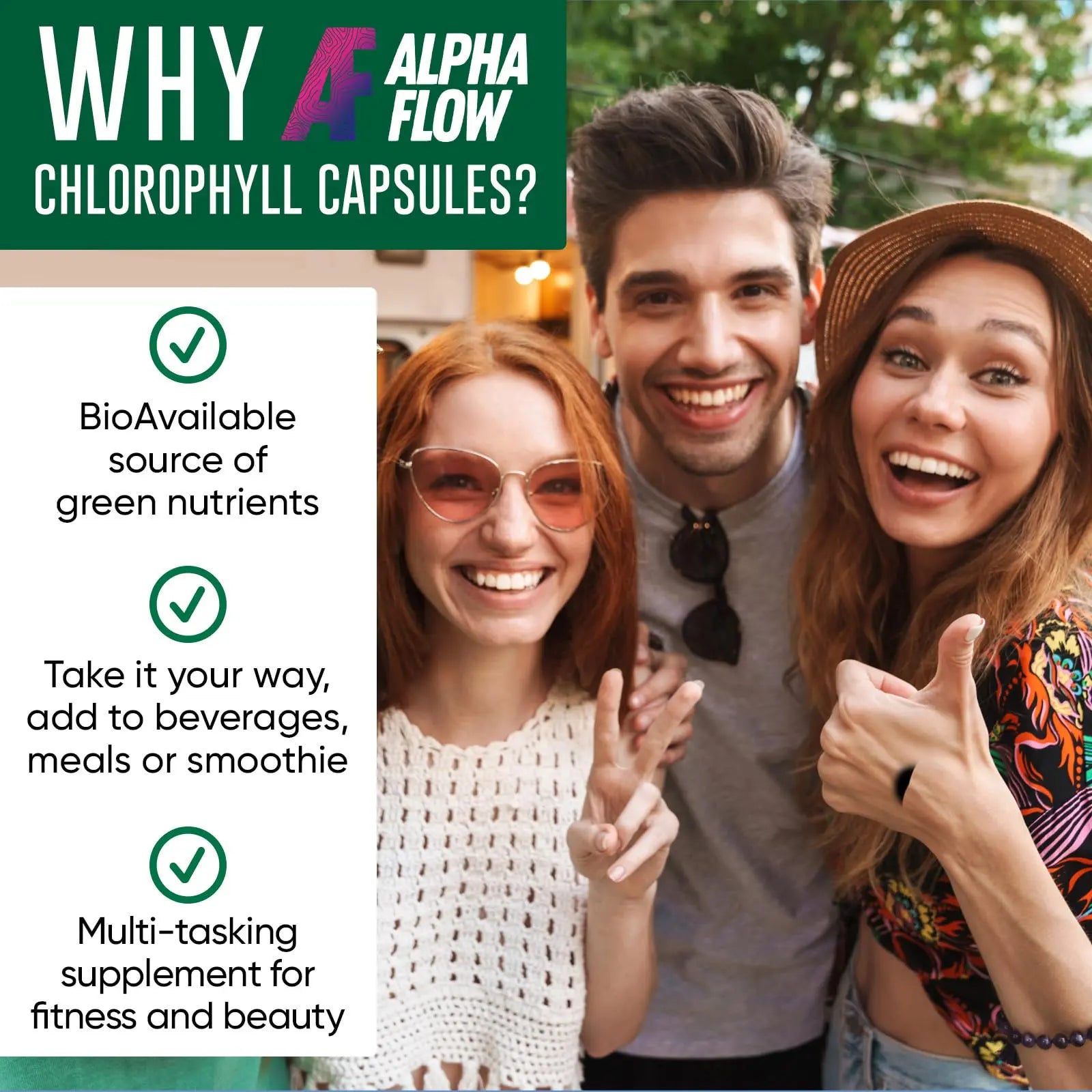 Chlorophyll Capsules 600 mg - Natural Chlorophyll Pills for Women & Men - Highly BioAvailable Alpha Flow Au supplements